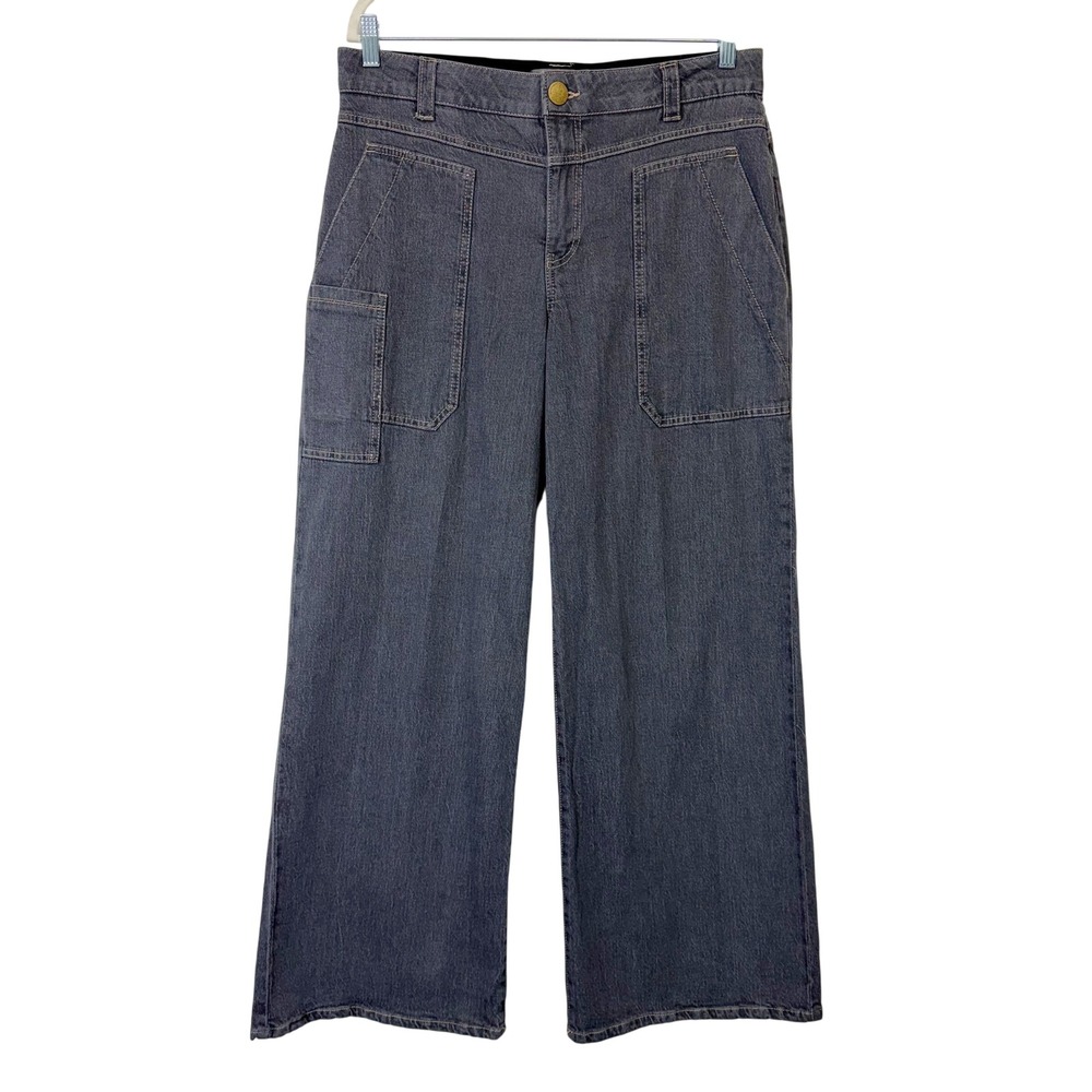 Democracy High Waist Wide Leg Carpenter Jeans Women's 12 Gray Ab Technology - Picture 2 of 10